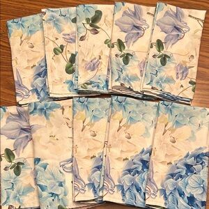 Blue White Hydrangea Cloth Napkins 20 X 20 Polyester Washable Cocktail Napkins